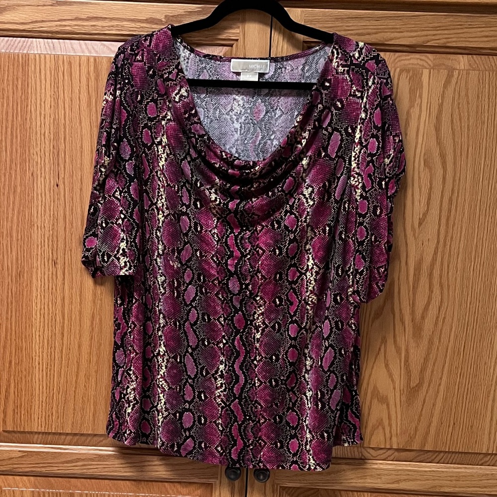 Michael Kors Pink and Black Snake Print Blouse, EUC, Size 2X